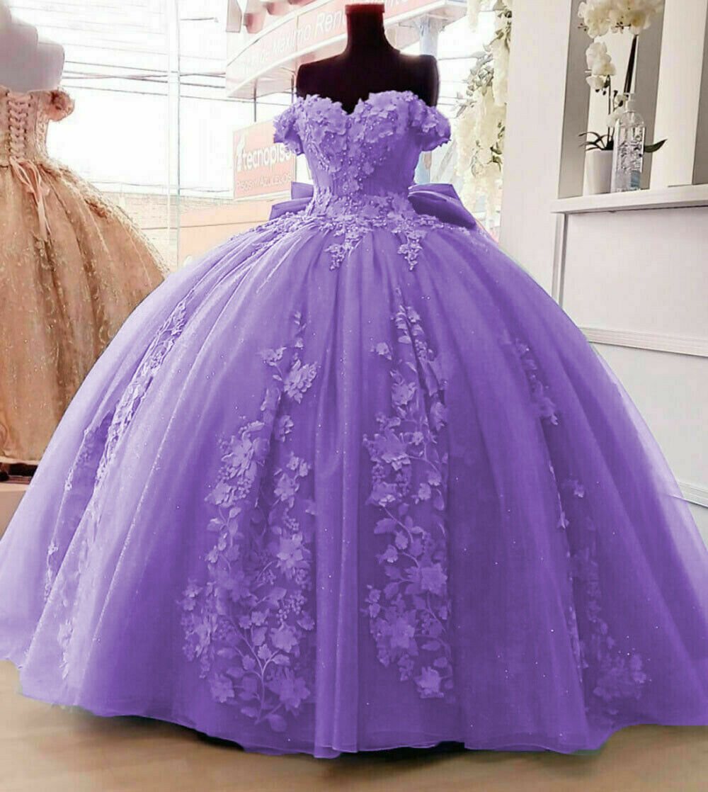 Ball Gown Quinceanera Dresses Floral Applique Sweet 16 Gowns jkprom