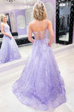 Lavender Fancy Formal Dresses, A-Line Graduation Evening Dress