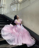 Vintage Pink A-line Prom Dress,Elegant Princess Dresses