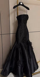 Elegant Black Spaghetti Straps Prom Dress Wedding Party Dresses