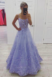 Lavender Fancy Formal Dresses, A-Line Graduation Evening Dress