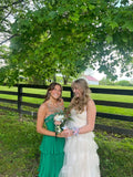 Green Ruffle Multi-Layer Long Prom Dress 8th Grade Formal Dresses