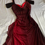 Beautiful A line Straps Ombre Red Long Chiffon Prom Dress