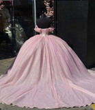 Quinceanera Dresses Pink Glitter, Ball Gown Birthday Xv Dress