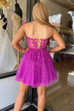 Magenta Appliques Sweetheart A-Line Homecoming Dress