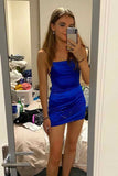 Straps Tight Royal Blue Mini Party Dress Homecoming Dresses