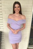 Lilac Off Shoulder Bodycon Homecoming Dresses Short