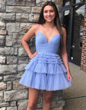 A-line Tiered Short Homecoming Dress,Formal Mini Dresses